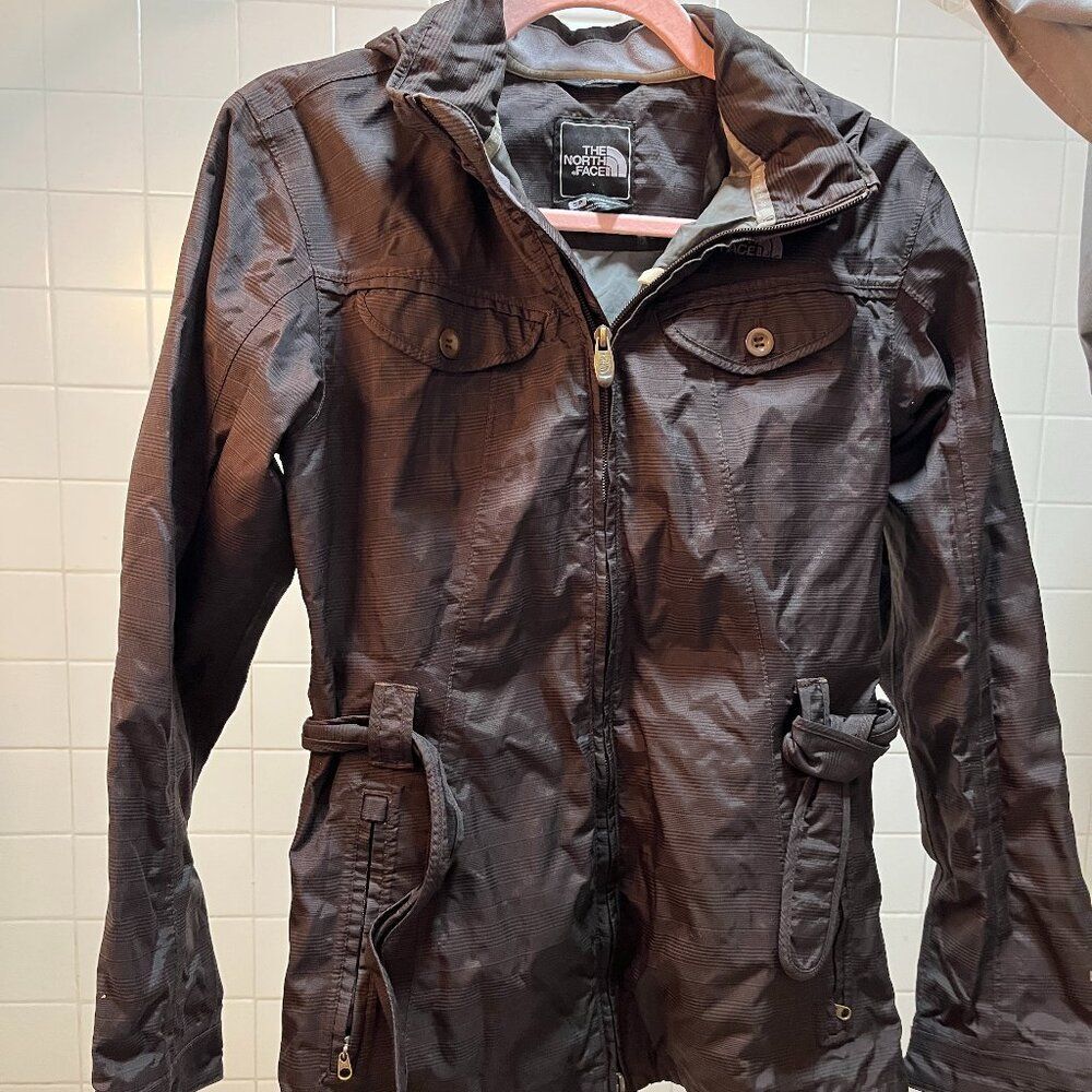 Women’s The North Face Brown HyVent Parka Raincoat with Belt Small